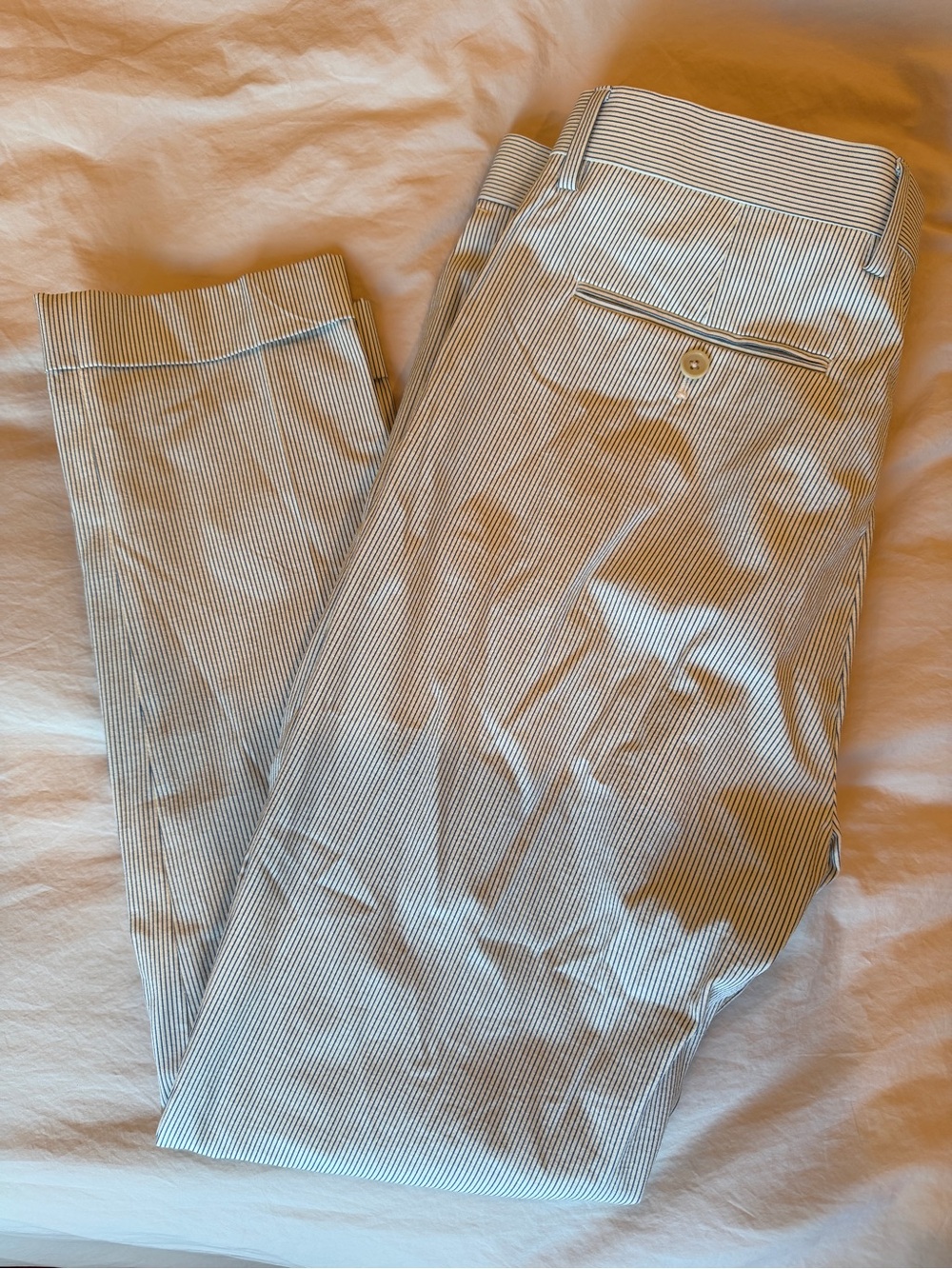 Banana Republic Men's Blue and White Striped Chinos